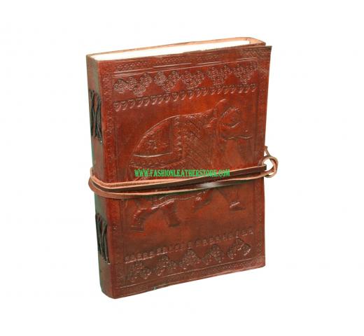 Embossed Fair Trade Handmade Eco Elephant Design  Leather Journal Notebook Blank Book Beautiful embossed book